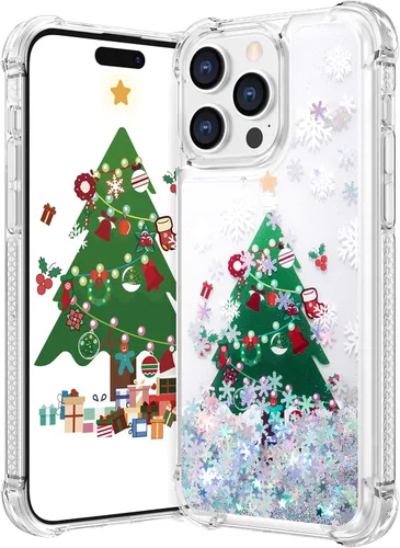 Miniatura 16 de Maxdara Funda de Navidad para iPhone 11, diseño de muñeco de nieve con purpurina líquida brillante cubierta bonita para niñas y niños, 6.1 pulgadas
