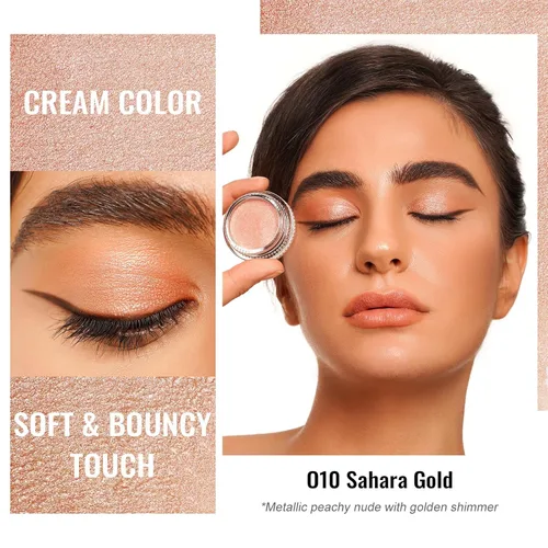 Miniatura 2 de Oulac Sombra de ojos en crema Nude Gold también para iluminador, sombra de ojos altamente pigmentada, resistente al agua y de larga duración con O10