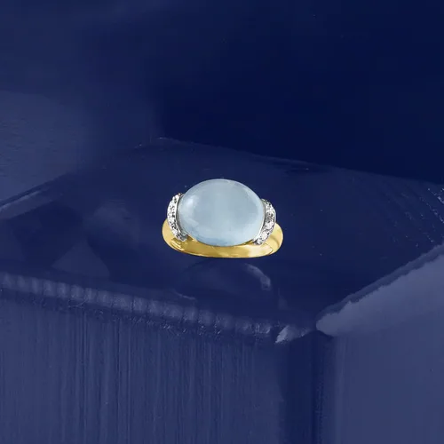 Miniatura 4 de Ross-Simons 12.00 Carat Aquamarine Ring With Diamond Accents in 14kt Yellow Gold
