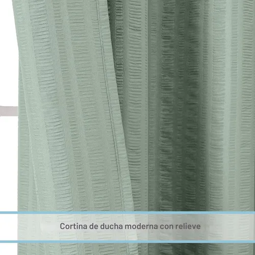 Miniatura 4 de Aiyufeng Moga - Cortina de ducha verde salvia, cortinas de ducha texturizadas en relieve 3D para baño, cortina de baño de tela de poliéster de lujo