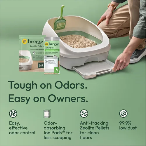 Miniatura 3 de Purina Tidy Cats - Sistema de caja de arena, kit de iniciación del sistema BREEZE, caja de arena, pellets y almohadillas Verde