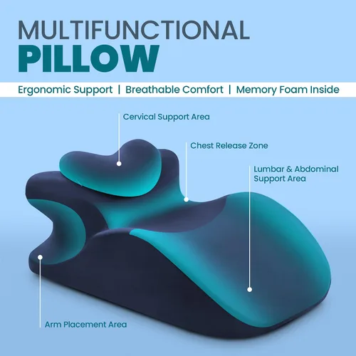Miniatura 4 de Almohada de cuña de espuma viscoelástica, almohada ergonómica de lectura y cuña de cama para dormir, soporte de espalda, reflujo ácido y elevación