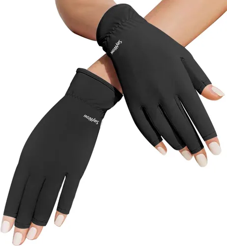 SayWow Guantes sin dedos para mujer, protección solar UV para pantalla táctil, manicura de gel, conducción