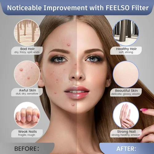 Miniatura 4 de FEELSO Cabezal de ducha filtrado con LED que cambia de color, 7 modos, cabezal de ducha de lluvia de alta presión con filtros, cabezal de ducha