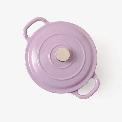 Miniatura 8 de RJ Legend Horno holandés de hierro fundido pre-sazonado de 1.9 cuartos de galón con asa, esmaltado, morado Púrpura