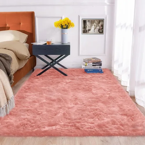 Miniatura 64 de ORINOVA Alfombras de pelo sintético lavable de color gris plateado claro para dormitorio, alfombra de felpa para sala de estar, alfombra