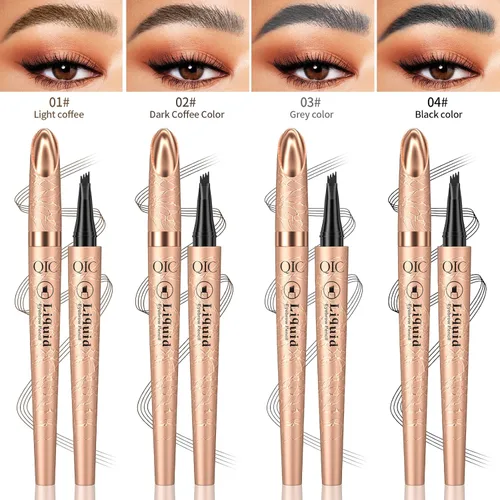 Miniatura 6 de Pluma microblading de cejas negra impermeable – Pluma de cejas de cuatro puntos para cejas de aspecto natural, de larga duración y a prueba