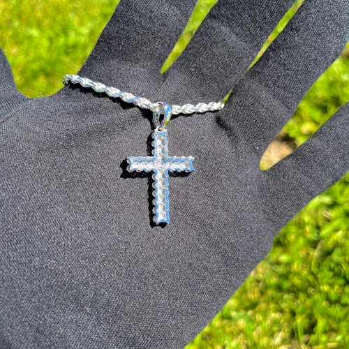 Miniatura 6 de VVS1 - Colgante de cruz de moissanita para hombres y mujeres, chapado en oro de 18 quilates, plata de ley 925 maciza, color D, solo colgante