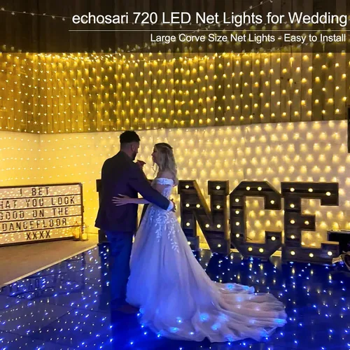 Miniatura 7 de echosari Luces de red para exteriores de 20 x 13 pies, enchufables con control remoto, 720 luces LED de red de Navidad IP68, totalmente impermeables