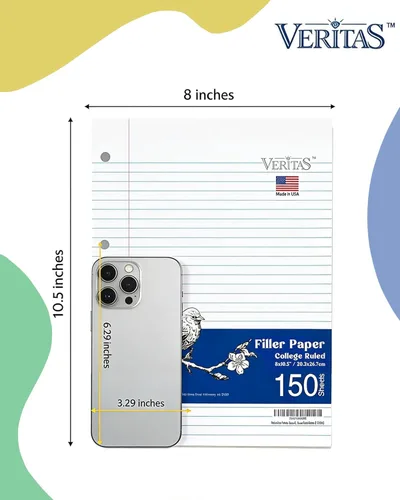 Miniatura 2 de WritePads Papel de hojas sueltas con rayas universitarias, 600 hojas, papel de cuaderno a granel, papel de relleno de 3 agujeros perforados de 8 x