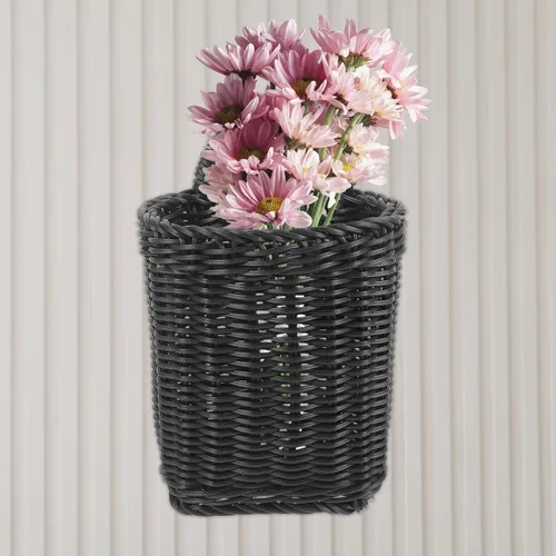Miniatura 2 de Cabilock Organizador de cesta tejida para colgar en la pared para cocina y baño, mango decorativo de imitación de ratán para plantas, frutas