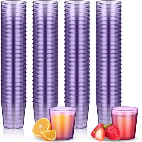 Miniatura 9 de Tioncy 100 vasos de chupito de plástico neón de 1 oz, vasos de chupito desechables de colores, mini vasos de fiesta para beber para cóctel, whisky