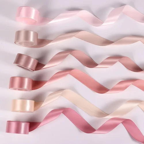 6 rollos de cinta para ramo de flores, 1 pulgada x 30 yardas, cinta de satén de doble cara rosa polvorienta, cintas de seda rosa para invitaciones