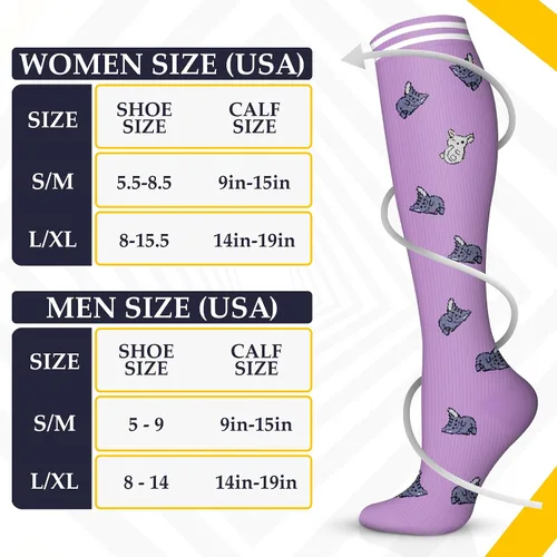 Miniatura 6 de Calcetines de compresión para mujeres y hombres (6 pares) 15-20 mmHg son para atletismo, correr, montar, viajar, enfermería médica, mejor apoyo