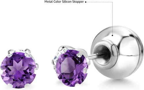 Miniatura 6 de Gem Stone King Pure PT950 Platinum 950 Six Prong 3.5MM Round Gemstone Birthstone Stud Earrings For Women Men