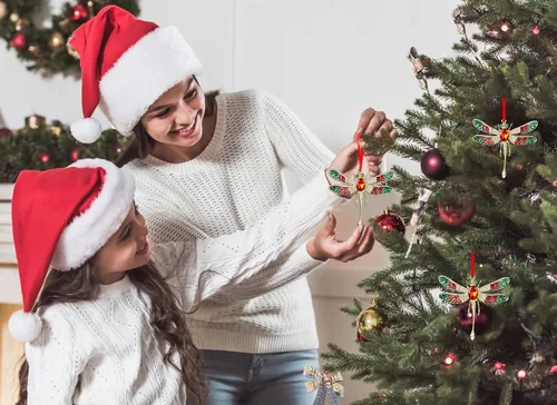 Miniatura 3 de WhatSign Adornos de Navidad de libélula 2025 – Adornos colgantes de metal para decoración de árbol de Navidad, regalos para niños, mujeres y niñas