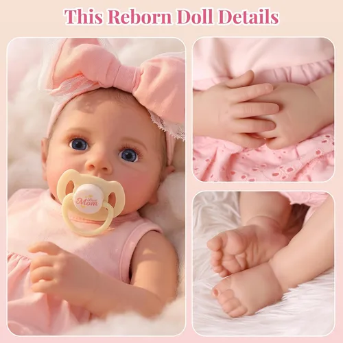 Miniatura 2 de BABESIDE Muñecas de bebé Reborn – Muñeca realista de cuerpo suave de 17 pulgadas para niña despierta, muñeca de bebé de la vida real con caja
