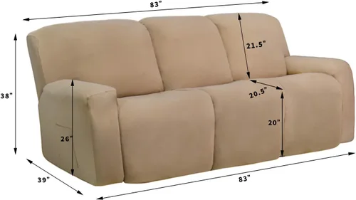 Miniatura 6 de Easy-Going Funda elástica de microfibra para sofá reclinable seccional, suave vellón ajustable a tu sofá de 3 cuerpos, lavable, protege tus muebles