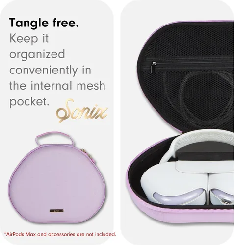 Miniatura 4 de Funda protectora Sonix para auriculares Apple AirPods Max Estuche de transporte de viaje, bolsa de almacenamiento portátil, admite modo de Lavanda