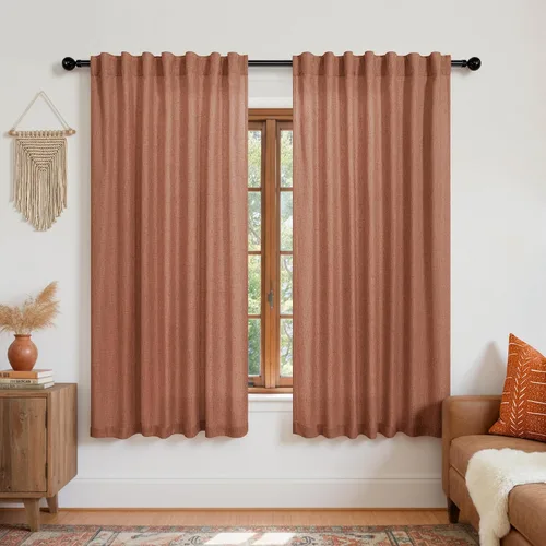 Miniatura 13 de KOUFALL Cortinas de lino azul marino de 84 pulgadas de largo, cortinas transparentes azul oscuro para sala de estar y dormitorio, medianoche