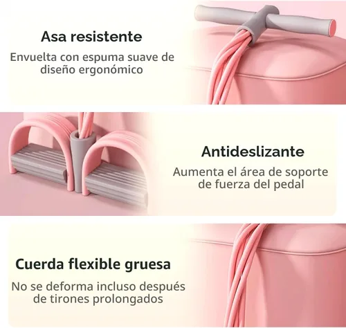 Miniatura 5 de Banda de resistencia de pedal con asas, banda de resistencia elástica multifuncional para yoga, banda de resistencia de 6 tubos con mango