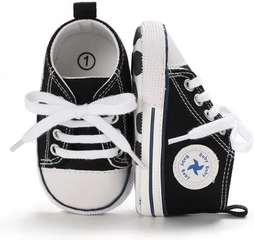 Miniatura 2 de Sekantrol Zapatos unisex para bebés, niñas y niños, suela suave, lona para recién nacidos, primeros pasos, zapatillas altas antideslizantes