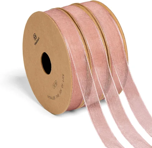 Miniatura 12 de Vitalizart - 3/8" x 90 yardas de cinta de organza, juego de 9 rollos x 10 yardas de cinta transparente para envolver regalos, manualidades, lazos