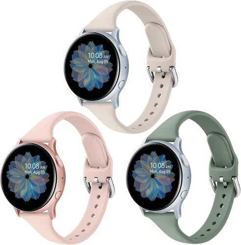 Miniatura 9 de Paquete de 3 correas deportivas delgadas para Samsung Galaxy Watch Active 2/Samsung Galaxy Active Watch de 1.575 pulgadas, 1.732 pulgadas, correas
