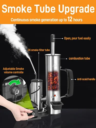 Miniatura 2 de Tubo de humo para actualización de ahumador de pellets, generador de humo frío para parrilla de gas, ahumador eléctrico inalámbrico portátil