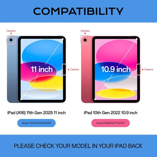 Miniatura 2 de Funda compatible con iPad de 11ª y 10ª generación de 11 pulgadas 2025/10.9 pulgadas 2022, parte trasera transparente brillante con soporte