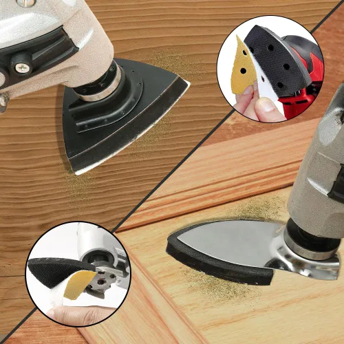 Miniatura 6 de Kit de lija de herramientas oscilantes de 186 piezas, almohadillas de lijadora con detalles multiherramienta, incluye lijas triangulares y dedos