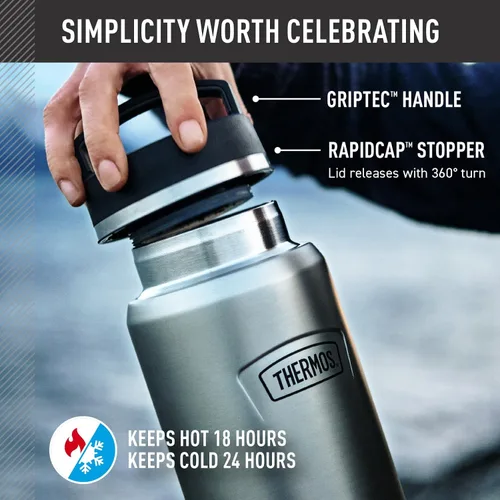 Miniatura 3 de THERMOS ICON SERIES - Botella de agua con tapa superior de rosca, 40 onzas, sillín - Botella de agua de acero inoxidable aislada al vacío con tapa