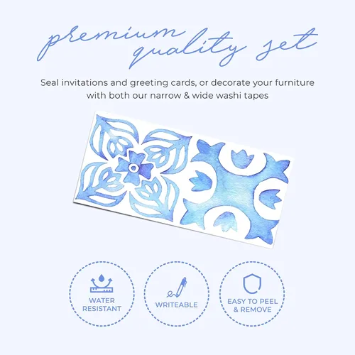 Miniatura 5 de Serenity Fair Cinta Washi con patrón de azulejos. Cinta Washi con patrón de azulejos italianos mediterráneos, extra ancho de 4 pulgadas / 3.9 in