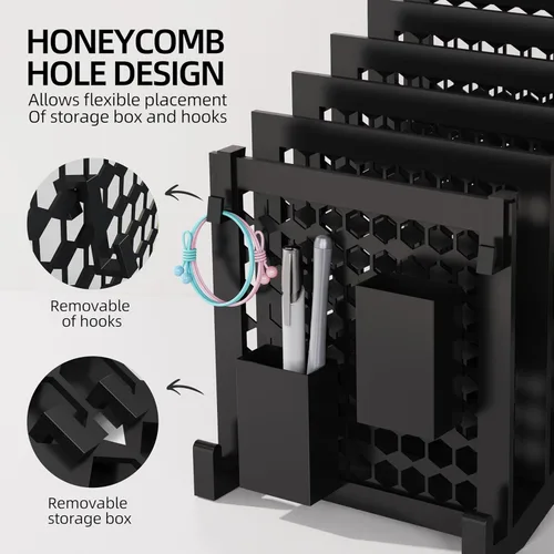 Miniatura 4 de Organizador de archivos para escritorio con caja de almacenamiento y gancho, organizador de archivos de escritorio inclinado con soporte vertical