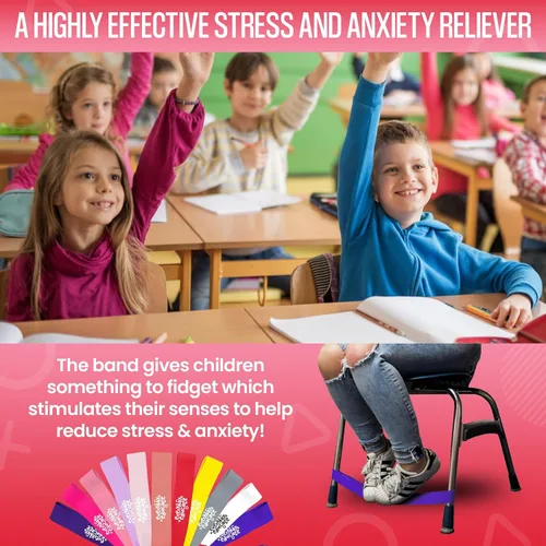 Miniatura 3 de Bandas para sillas con pies inquietos, paquete de 12 bandas antideslizantes para sillas de aula, bandas flexibles, bandas sensoriales flexibles