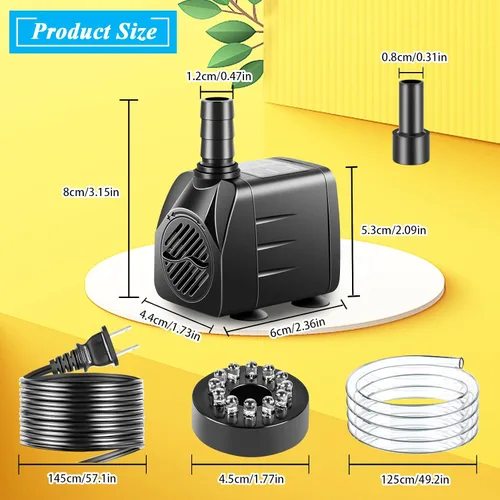 Miniatura 2 de Paquete de 3 bombas sumergibles con luz LED, bomba de fuente pequeña con tubo, bomba de agua sumergible para acuario, pecera, interior o exterior