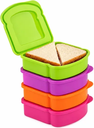 Kitchen & Cabana Contenedores para sándwich (4, rosa, morado, naranja, verde, sándwich)