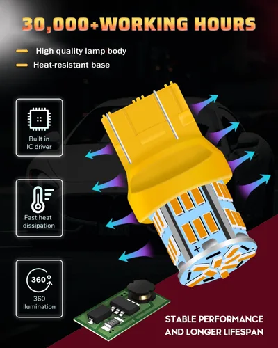 Miniatura 3 de 7440 7443 Bombillas LED de Señal de Giro Intermitente Luz Ámbar 7441 7444 T20 W21W WY21W Bombilla LED para Luz de Marcha/Trasera/Estacionamiento