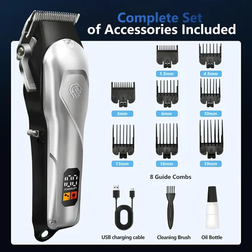 Miniatura 6 de Cortapelos para hombres profesional inalámbrico para uso doméstico y barbero, juego de recortadora recargable para cortar el cabello y aseo