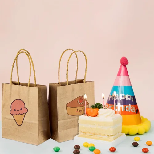 Miniatura 3 de SPERPAND 150 bolsas de regalo pequeñas, bolsa de papel marrón de 6.5 pulgadas, bolsas de regalo de papel kraft para cumpleaños, baby shower