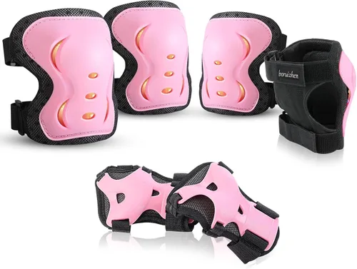 Miniatura 7 de Rodilleras y coderas para niños y adultos y jóvenes con muñequeras 3 en 1, conjunto de equipo de protección para patineta, ciclismo, BMX, bicicleta