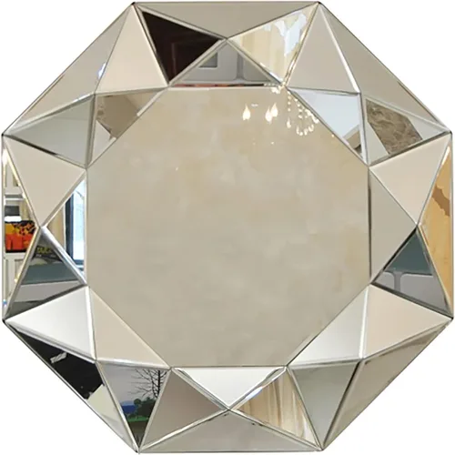 HM&DX Espejo octogonal dimensional para decoración de pared para dormitorio, baño, sala de estar, comedor, espejo decorativo octagonal 3D (31.5 x