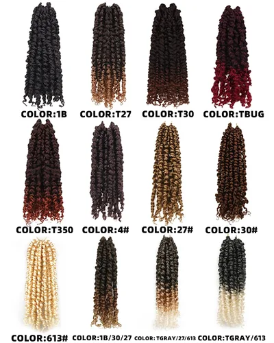 Miniatura 6 de 10 Pulgadas 8 Paquetes Cabello Corto Passion Twist de Crochet para Mujeres Negras y Niños - 3 Tonos Ombre de Gris a Rubio a Blanco, Extensión