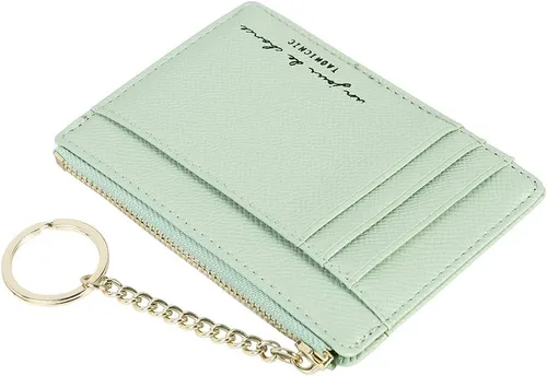 Miniatura 5 de Cartera delgada y minimalista para mujer, con 8 tarjetas, monedero, llavero con bolsillo frontal
