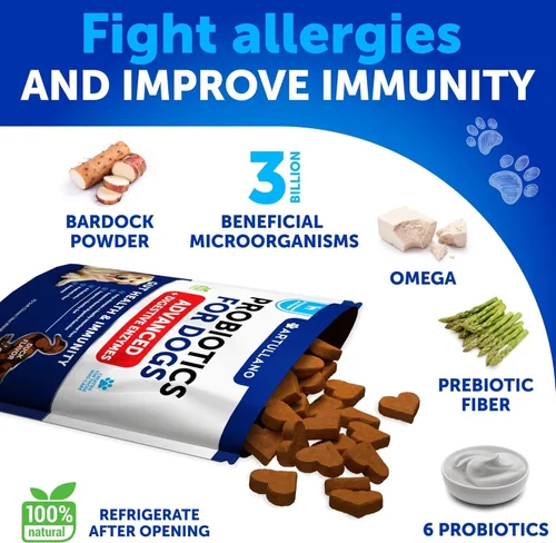 Miniatura 3 de Probióticos para Perros - Apoyo para la Salud Intestinal, Piel Con Picazón, Alergias, Inmunidad, Equilibrio de Levadura - Probióticos para Perros