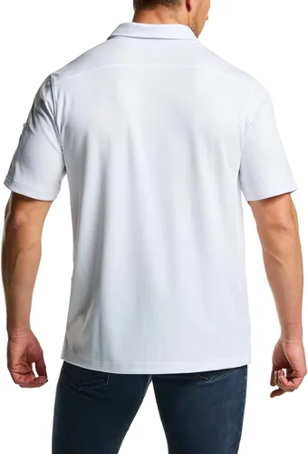 Miniatura 3 de CQR Camiseta polo táctica para hombre, de manga corta, ligera y con Dry Fit, tela piqué, FPU 50+, para exteriores