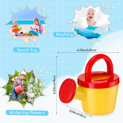 Miniatura 2 de Sosation Regadera de 12 piezas para niños, cubos de baño, juguetes de arena, pequeña regadera de plástico con asas para niños, herramientas
