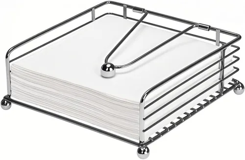 Miniatura 12 de hiwafifi Servilletero para mesa, dispensador de servilletas plano con brazo pesado, soporte cuadrado de papel de cóctel de elegante hierro rústico