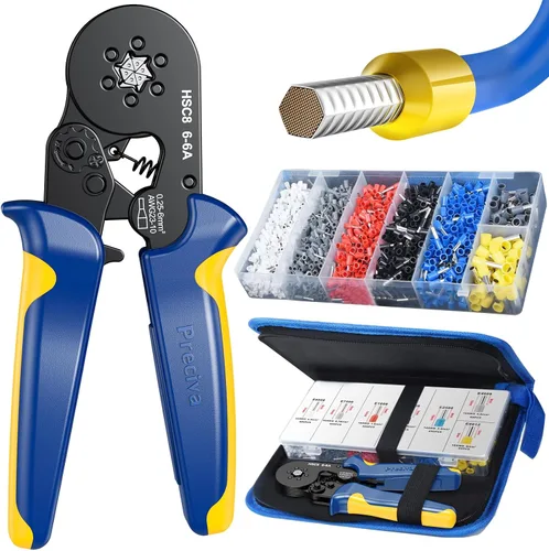 Miniatura 9 de Kit de herramientas de crimpado de ferrules Preciva con 1900 piezas de conectores de alambre, kit de crimpado de terminales de alambre de trinquete