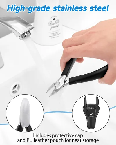 Miniatura 6 de Cortaúñas, cortaúñas para uñas encarnadas o gruesas, cortaúñas para hombres, mujeres y personas mayores con hoja recta de acero inoxidable, cortador